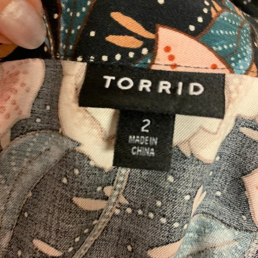 Torrid Dress Womens Size 2(18-20) Blue Floral Midi Dark Cottagecore Mature - Picture 4 of 10